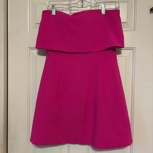 Strapless pink mini dress